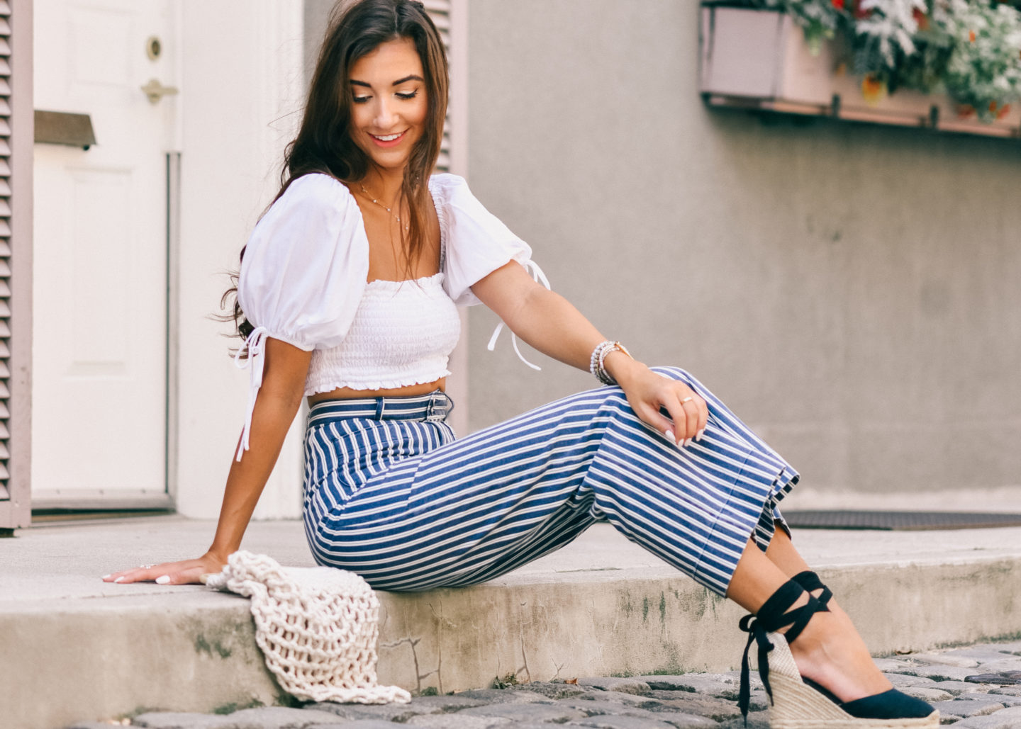 Striped Pants & Wedges for End of Summer