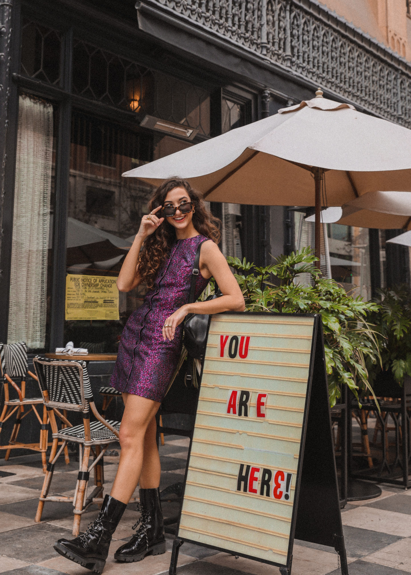 LA Outfit Recap - womens fashion DTLA california lug boots retro curly hair mini dress outfit inspo blogger NYC long hair styles street style