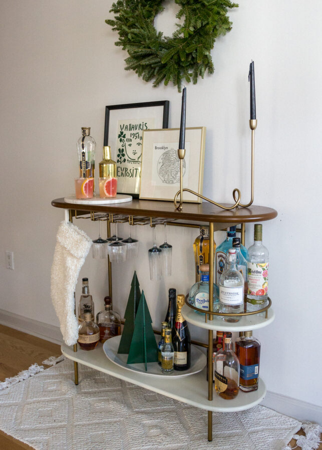 holiday decorated bar cart christmas decor apartment style home design