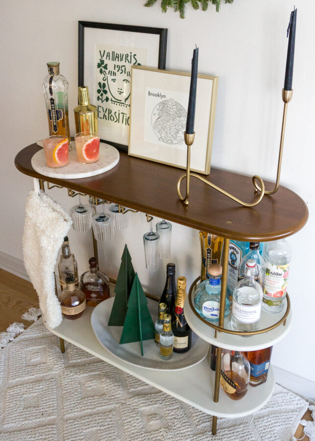 holiday decorated bar cart christmas decor apartment style home design