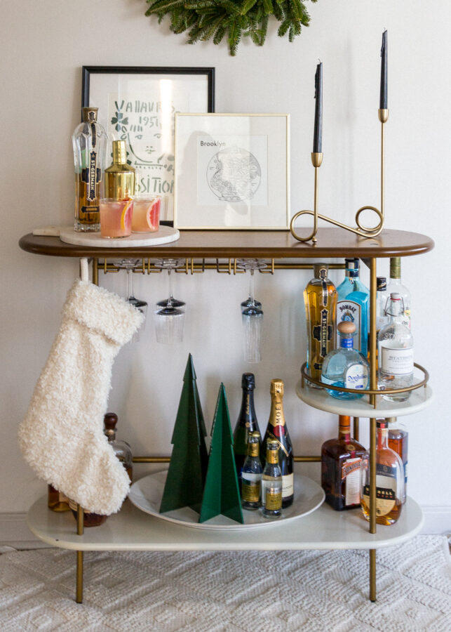 holiday decorated bar cart christmas decor apartment style home design