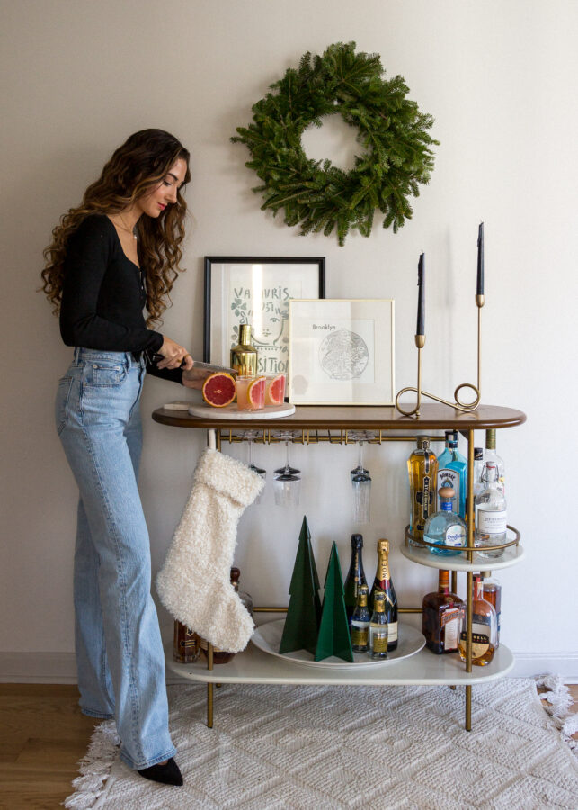 holiday decorated bar cart christmas decor apartment style home design